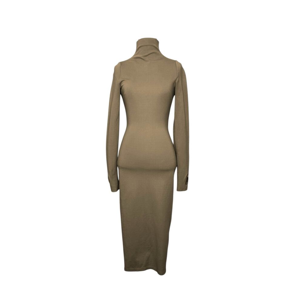 BBXBRAND brown long sleeves high neck midi bodycon dress size 8
